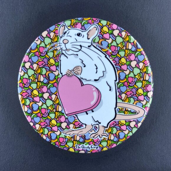 Valentines Day Rat Pin, Magnet, Keychain, Bottle Opener or Mini Ornament - Picture 4 of 12
